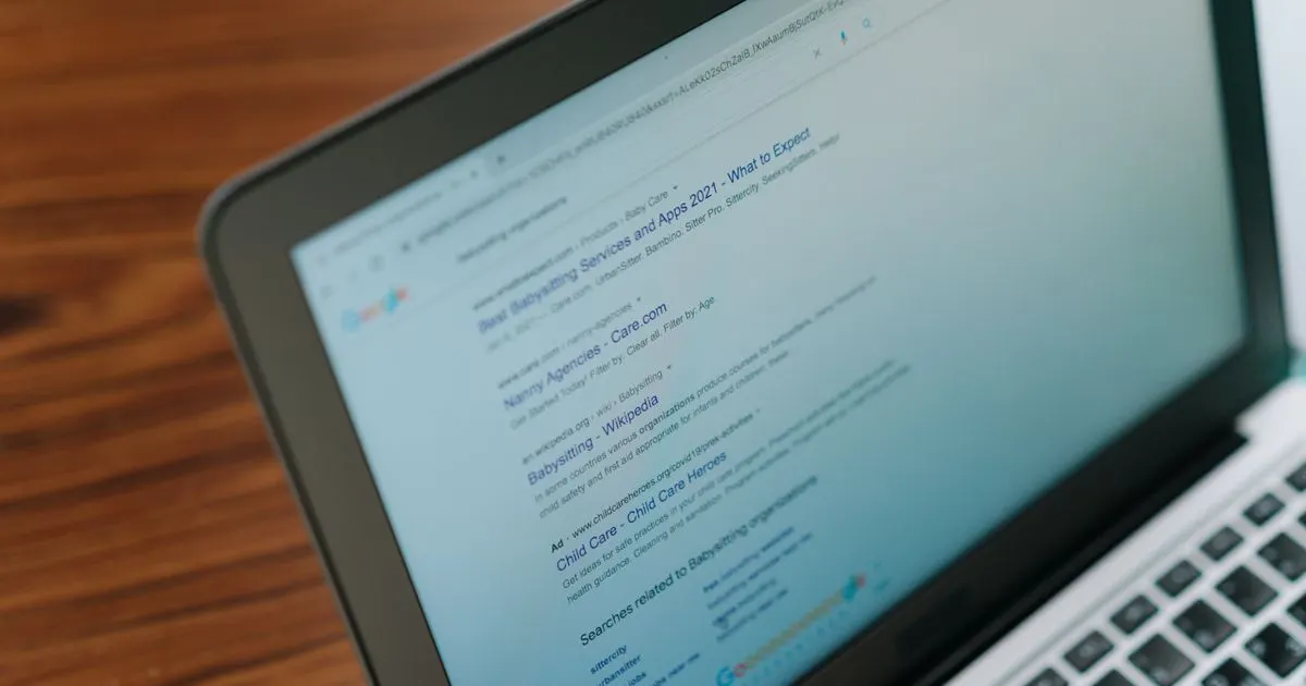 Google search results shown on a laptop