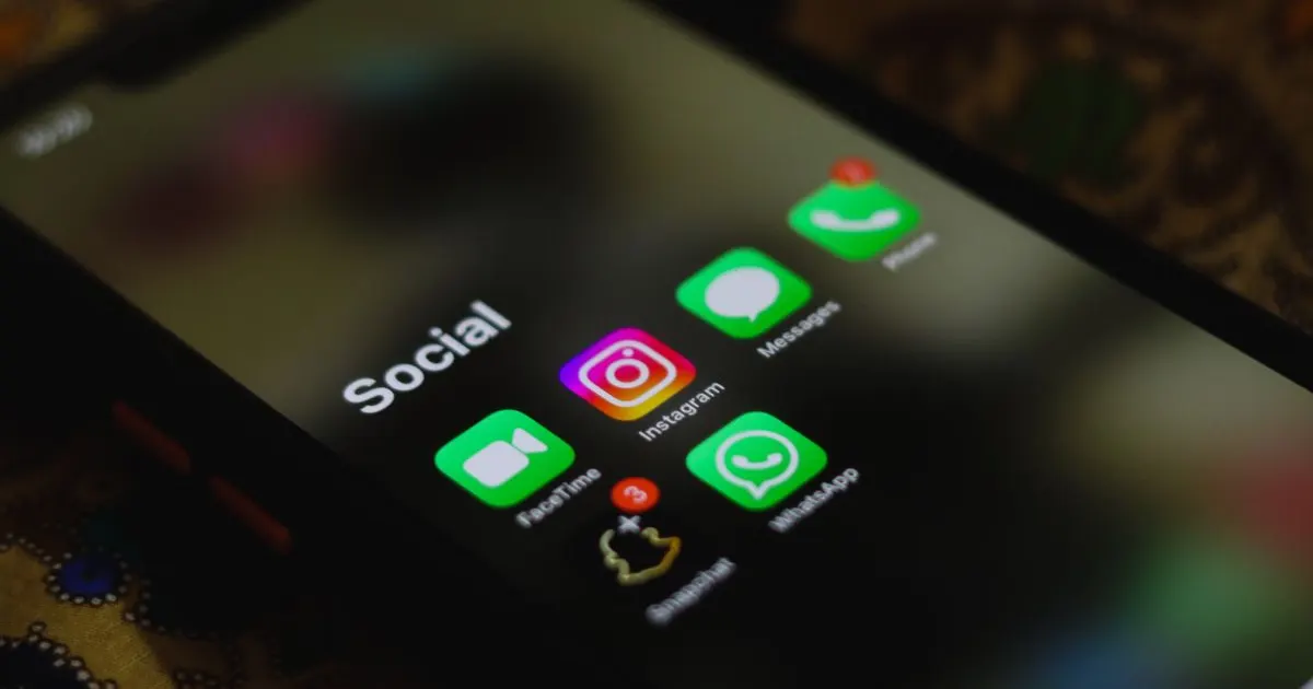 Social media apps on a smartphone screen