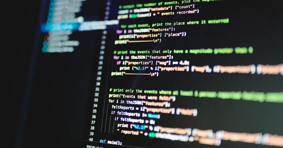 Source code displayed on a screen