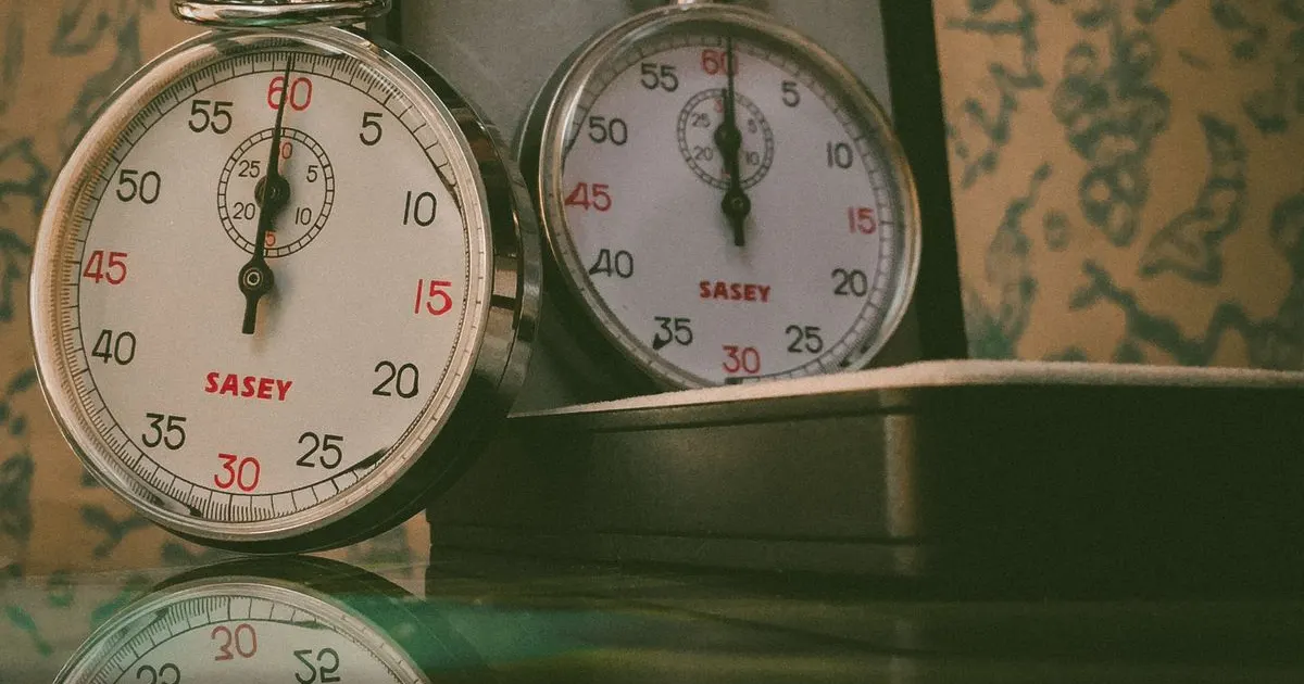 Two stopwatches measuring time